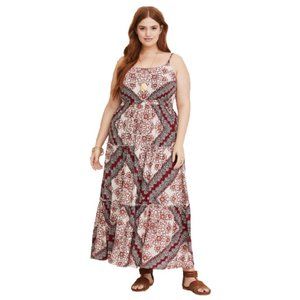 Torrid Red Scarf Print Challis Maxi Dress - Size 1